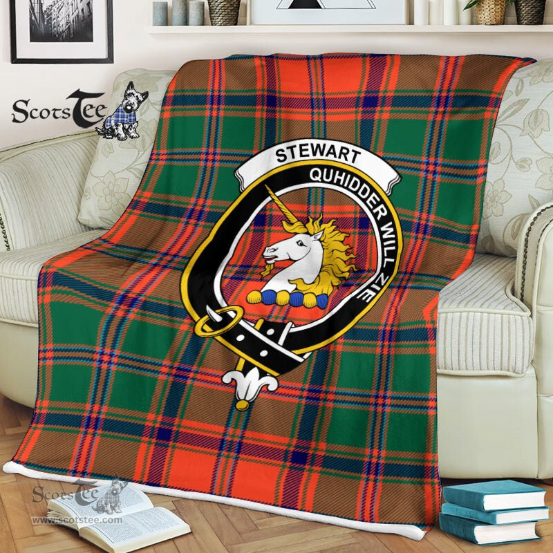 Plaid Blanket Stewart of Appin Ancient Clan Crest Badge Tartan Blanket Scottish Plaid Throw Blanket - Scotstee Shop