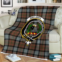 Scotstee Shop - Scotstee Shop Tartan Plaid Fleece Blankets MacLaren Weathered Clan Crest Badge Tartan Fleece Blanket Scottish