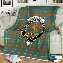 Scotstee Shop - Scotstee Shop Tartan Plaid Fleece Blankets MacKintosh Hunting Ancient Clan Crest Badge Tartan Fleece Blanket Scottish