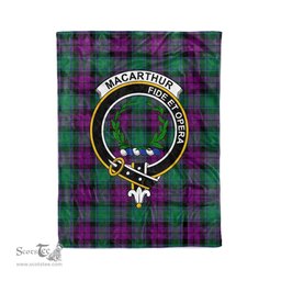 Plaid Blanket MacArthur Milton Clan Crest Badge Tartan Blanket Scottish Plaid Throw Blanket Tartan Plaid Fleece Blanket