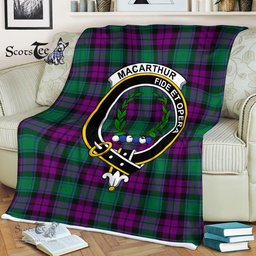Plaid Blanket MacArthur Milton Clan Crest Badge Tartan Blanket Scottish Plaid Throw Blanket Tartan Plaid Fleece Blanket