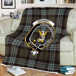 Plaid Blanket Stewart High Stewards Old Weathered Clan Crest Badge Tartan Blanket Scottish Plaid Throw Blanket - Scotstee Shop