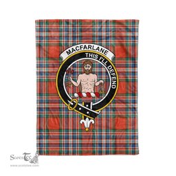 Plaid Blanket MacFarlane Ancient Clan Crest Badge Tartan Blanket Scottish Plaid Throw Blanket Tartan Plaid Fleece Blanket