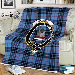 Scotstee Shop - Scotstee Shop Tartan Plaid Fleece Blankets MacNeill Of Barra Clan Crest Badge Tartan Fleece Blanket Scottish