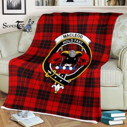 Scotstee Shop - Scotstee Shop Tartan Plaid Fleece Blankets MacLeod Of Raasay Clan Crest Badge Tartan Fleece Blanket Scottish