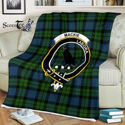 Scotstee Shop - Scotstee Shop Tartan Plaid Fleece Blankets MacKie Clan Crest Badge Tartan Fleece Blanket Scottish