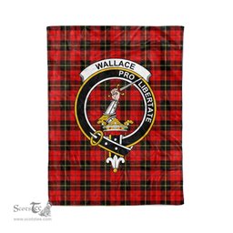 Plaid Blanket Wallace Clan Crest Badge Tartan Blanket Scottish Plaid Throw Blanket Tartan Plaid Fleece Blanket