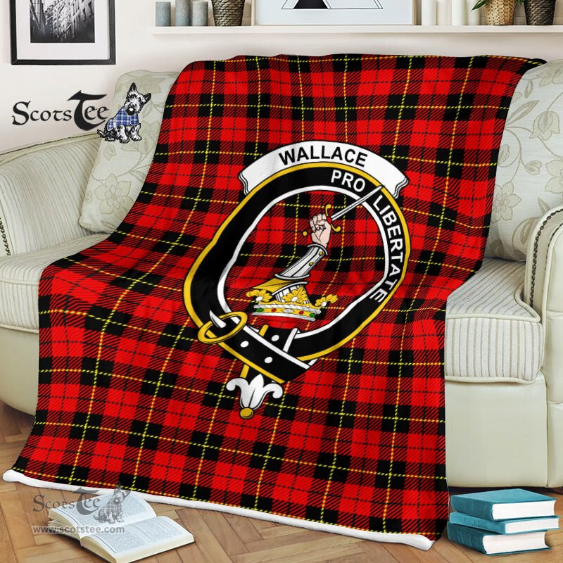 Plaid Blanket Wallace Clan Crest Badge Tartan Blanket Scottish Plaid Throw Blanket Tartan Plaid Fleece Blanket