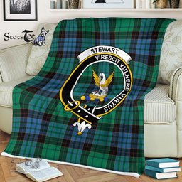 Plaid Blanket Stewart High Stewards Old Ancient Clan Crest Badge Tartan Blanket Scottish Plaid Throw Blanket - Scotstee Shop