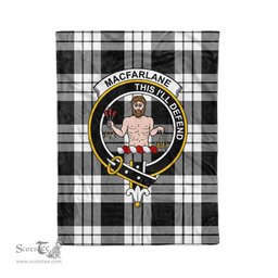 Plaid Blanket MacFarlane Black & White Clan Crest Badge Tartan Blanket Scottish Plaid Throw Blanket Tartan Plaid Fleece Blanket