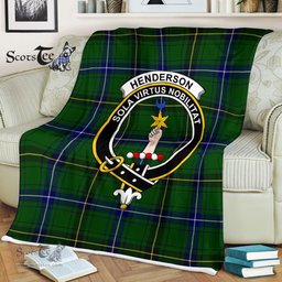 Plaid Blanket Henderson Modern Clan Crest Badge Tartan Blanket Scottish Green Plaid Throw Blanket Tartan Plaid Fleece Blanket