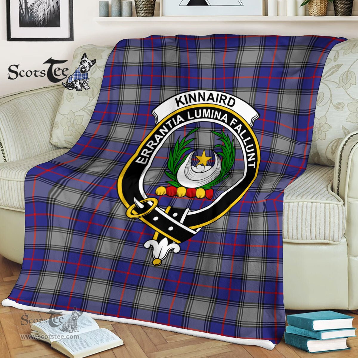Plaid Blanket Kinnaird Clan Crest Badge Tartan Blanket Scottish Green Plaid Throw Blanket Tartan Plaid Fleece Blanket