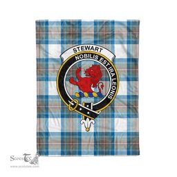 Plaid Blanket Stewart Stuart Of Bute Muted Blue Clan Crest Badge Tartan Blanket Scottish Plaid Throw Blanket - Scotstee Shop