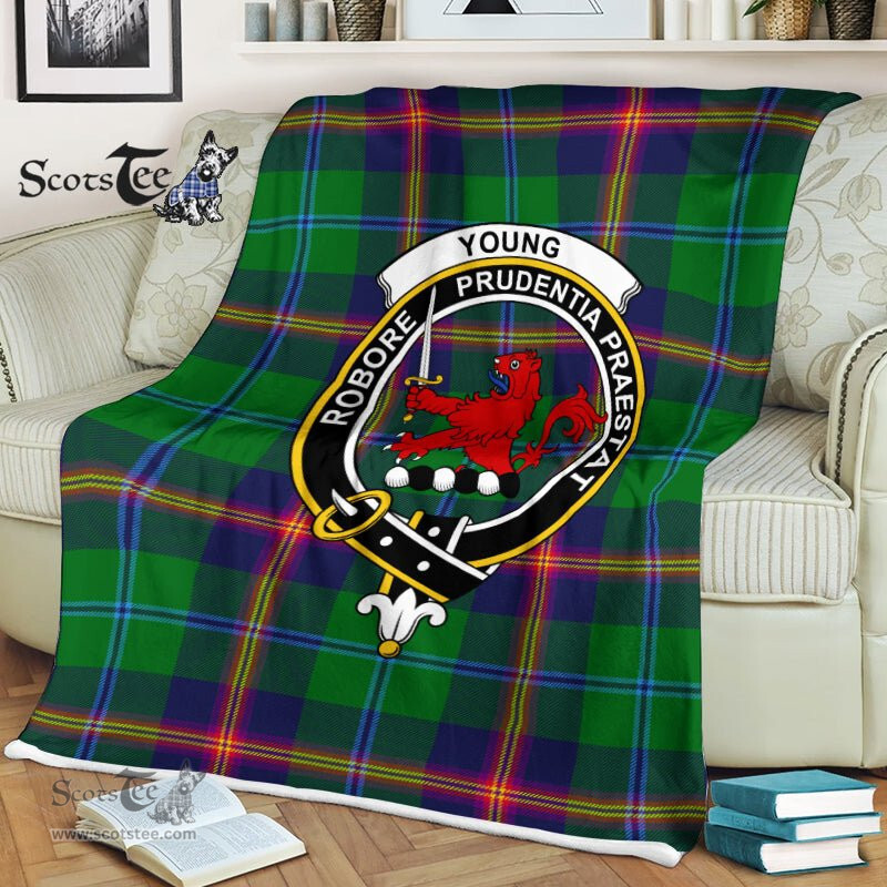 Plaid Blanket Young Clan Crest Badge Tartan Blanket Scottish Plaid Throw Blanket Tartan Plaid Fleece Blanket