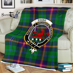 Plaid Blanket Young Clan Crest Badge Tartan Blanket Scottish Plaid Throw Blanket Tartan Plaid Fleece Blanket