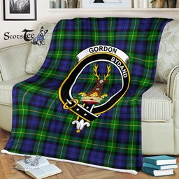 Plaid Blanket Gordon Modern Clan Crest Badge Tartan Blanket Scottish Green Plaid Throw Blanket Tartan Plaid Fleece Blanket