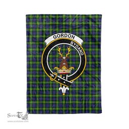 Plaid Blanket Gordon Clan Crest Badge Tartan Blanket Scottish Green Plaid Throw Blanket Tartan Plaid Fleece Blanket