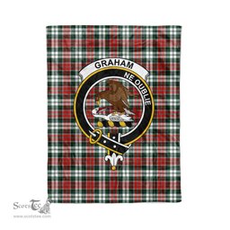Plaid Blanket Graham Clan Crest Badge Tartan Blanket Scottish Green Plaid Throw Blanket Tartan Plaid Fleece Blanket