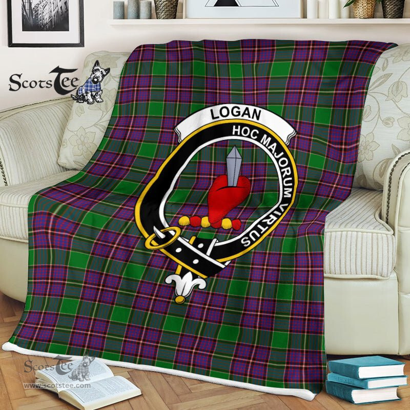Plaid Blanket Logan Clan Crest Badge Tartan Blanket Scottish Plaid Throw Blanket Tartan Plaid Fleece Blanket
