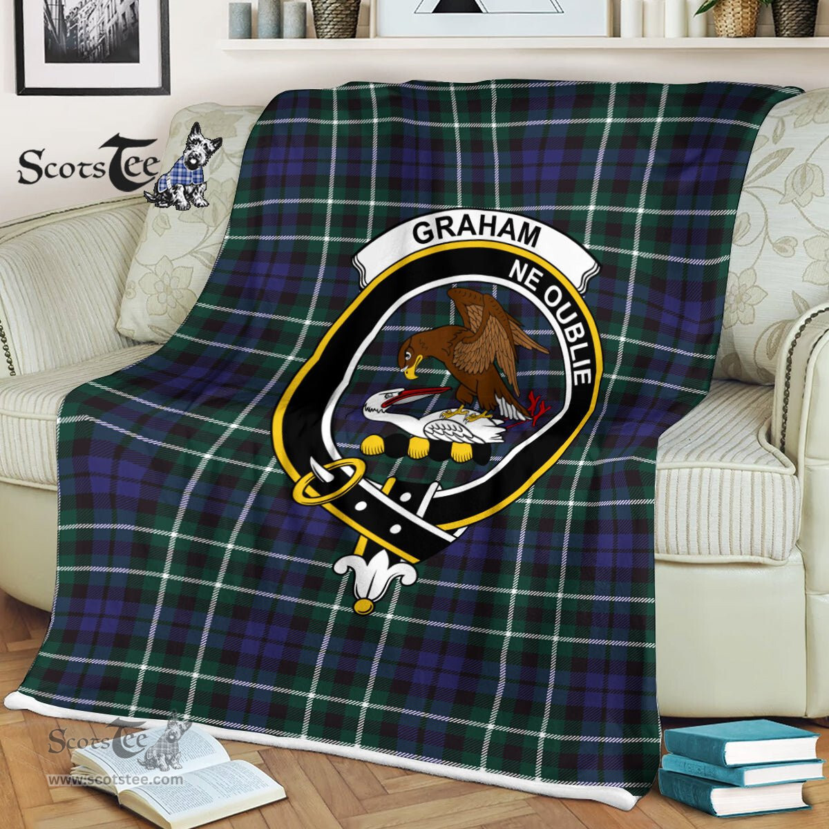Plaid Blanket Graham Of Montrose Modern Clan Crest Badge Tartan Blanket Scottish Plaid Throw Blanket - Scotstee Shop