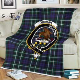 Plaid Blanket Graham Of Montrose Modern Clan Crest Badge Tartan Blanket Scottish Plaid Throw Blanket - Scotstee Shop