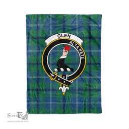 Plaid Blanket Glen Ancient Clan Crest Badge Tartan Blanket Scottish Green Plaid Throw Blanket Tartan Plaid Fleece Blanket
