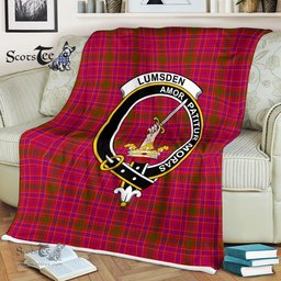 Plaid Blanket Lumsden of Clovan Clan Crest Badge Tartan Blanket Scottish Plaid Throw Blanket Tartan Plaid Fleece Blanket