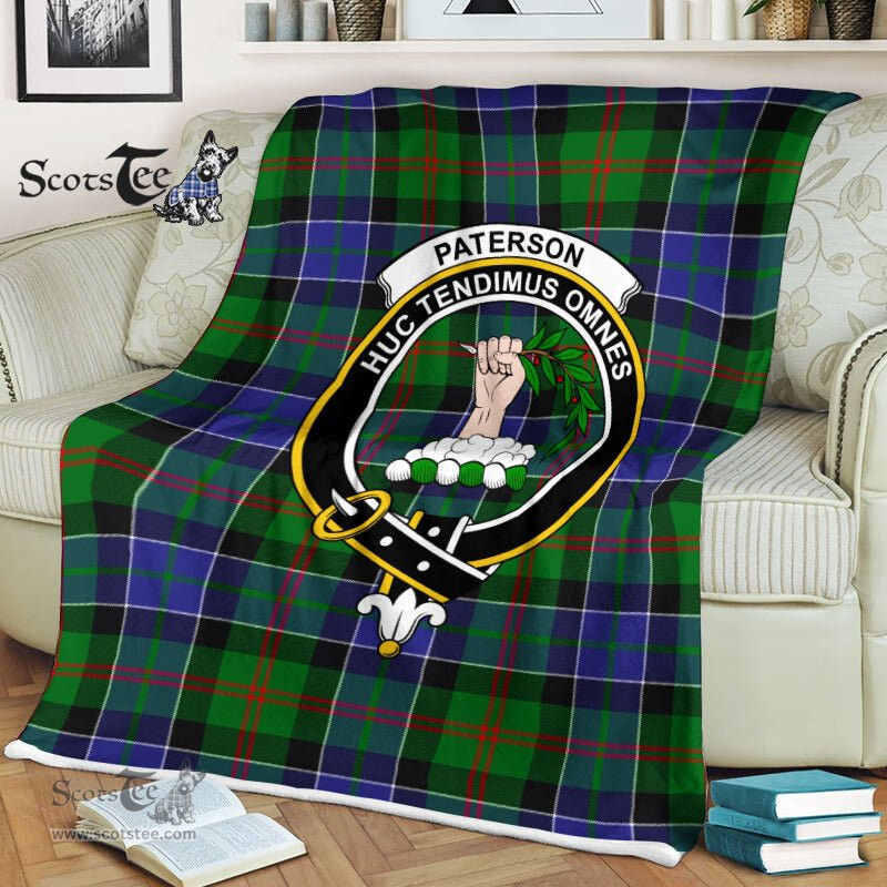 Plaid Blanket Paterson Ancient Clan Crest Badge Tartan Blanket Scottish Plaid Throw Blanket Tartan Plaid Fleece Blanket