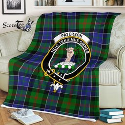 Plaid Blanket Paterson Ancient Clan Crest Badge Tartan Blanket Scottish Plaid Throw Blanket Tartan Plaid Fleece Blanket