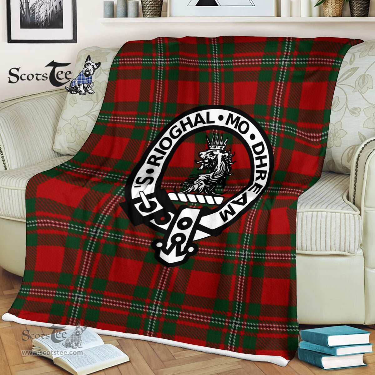Plaid Blanket Gregor Clan Crest Badge Tartan Blanket Scottish Green Plaid Throw Blanket Tartan Plaid Fleece Blanket