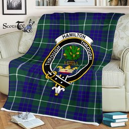 Hamilton Fleece Blanket Plaid Blanket Hamilton Hunting Modern Clan Crest Badge Tartan Blanket Scottish Plaid Throw Blanket