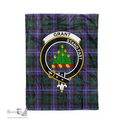 Plaid Blanket Grant Weathered Clan Crest Badge Tartan Blanket Scottish Green Plaid Throw Blanket Tartan Plaid Fleece Blanket
