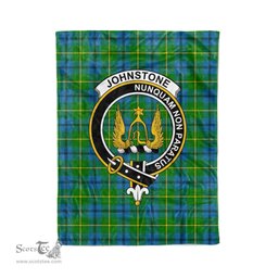 Plaid Blanket Johnston Clan Crest Badge Tartan Blanket Scottish Green Plaid Throw Blanket Tartan Plaid Fleece Blanket