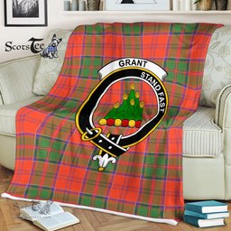 Plaid Blanket Grant Ancient Clan Crest Badge Tartan Blanket Scottish Green Plaid Throw Blanket Tartan Plaid Fleece Blanket