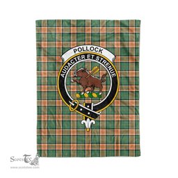 Plaid Blanket Pollock Hunting Clan Crest Badge Tartan Blanket Scottish Plaid Throw Blanket Tartan Plaid Fleece Blanket