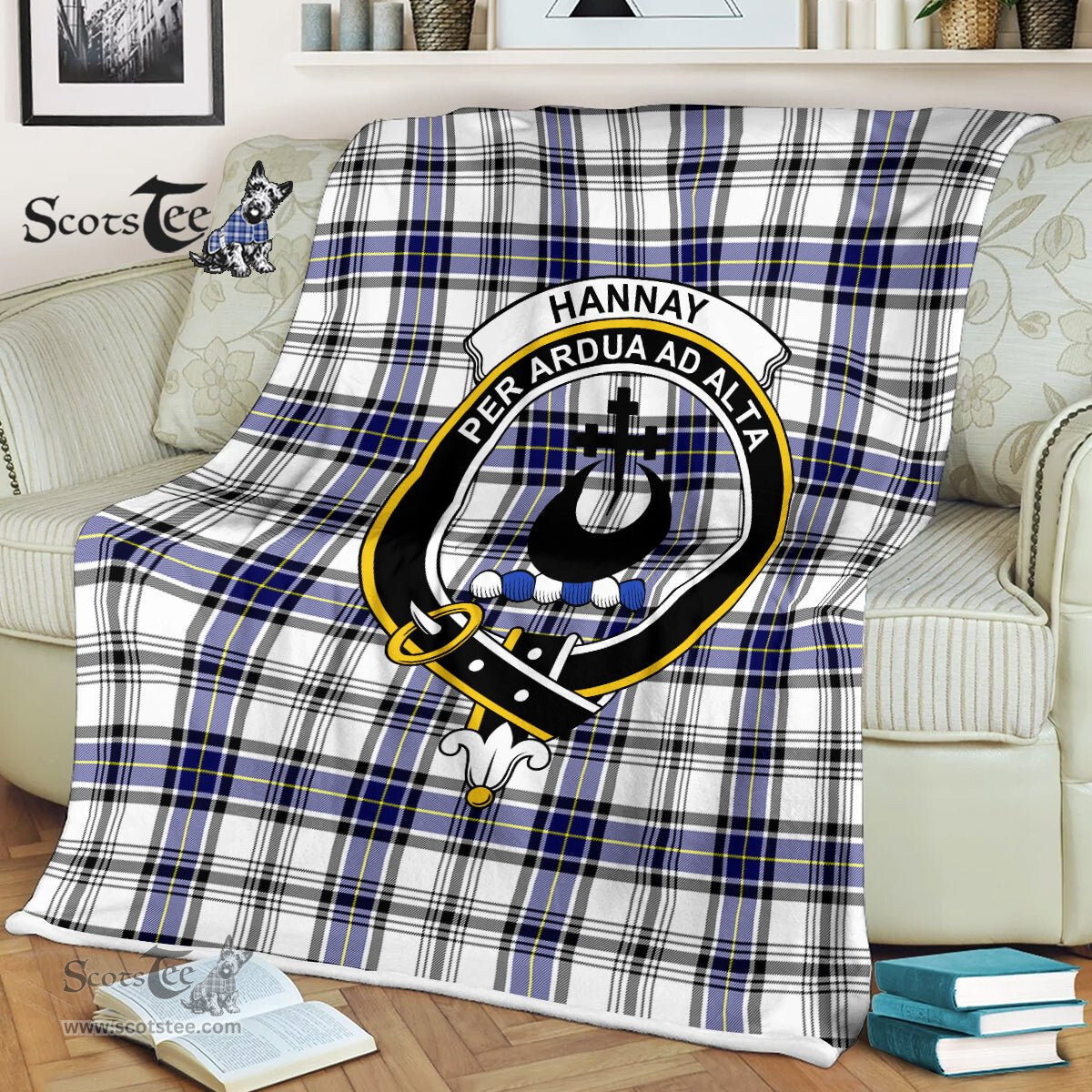 Plaid Blanket Hannay Grey Clan Crest Badge Tartan Blanket Scottish Green Plaid Throw Blanket Tartan Plaid Fleece Blanket
