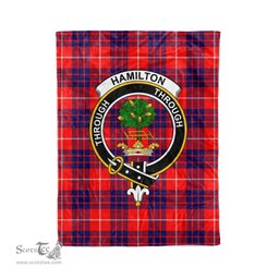 Hamilton Tartan Hamilton Fleece Blanket Plaid Blanket Hamilton Modern Clan Crest Badge Tartan Blanket Scottish Blanket