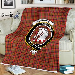 Plaid Blanket Hepburn Modern Clan Crest Badge Tartan Blanket Scottish Green Plaid Throw Blanket Tartan Plaid Fleece Blanket