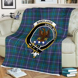 Plaid Blanket Sandilands Modern Clan Crest Badge Tartan Blanket Scottish Plaid Throw Blanket Tartan Plaid Fleece Blanket