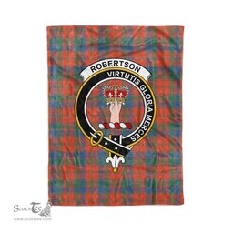 Robertson Tartan Plaid Fleece Blanket Robertson Ancient Plaid Blanket Clan Crest Badge Tartan Blanket Scottish Blanket