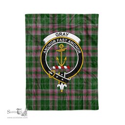 Plaid Blanket Gray Hunting Clan Crest Badge Tartan Blanket Scottish Green Plaid Throw Blanket Tartan Plaid Fleece Blanket