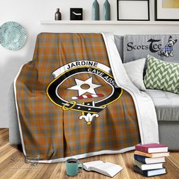 Plaid Blanket Jardine Clan Crest Badge Tartan Blanket Scottish Green Plaid Throw Blanket Tartan Plaid Fleece Blanket