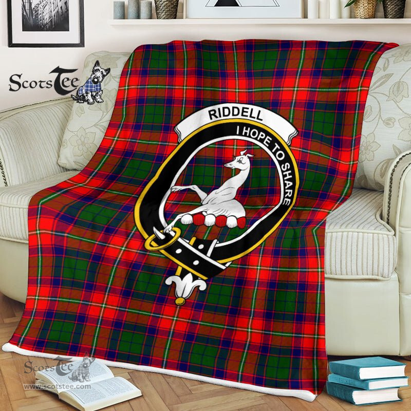 Plaid Blanket Riddell Clan Crest Badge Tartan Blanket Scottish Plaid Throw Blanket Tartan Plaid Fleece Blanket