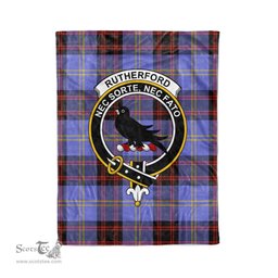 Plaid Blanket Rutherford Clan Crest Badge Tartan Blanket Scottish Plaid Throw Blanket Tartan Plaid Fleece Blanket