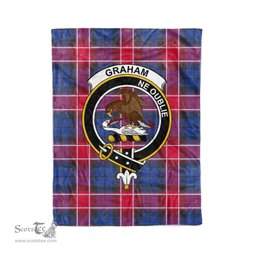 Plaid Blanket Graham Of Menteith Pink Clan Crest Badge Tartan Blanket Scottish Green Plaid Throw Blanket - Scotstee Shop