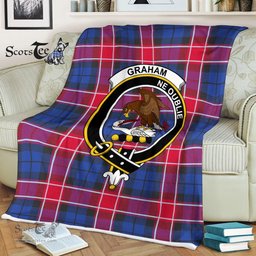 Plaid Blanket Graham Of Menteith Pink Clan Crest Badge Tartan Blanket Scottish Green Plaid Throw Blanket - Scotstee Shop