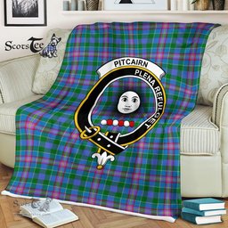 Plaid Blanket Pitcairn Clan Crest Badge Tartan Blanket Scottish Plaid Throw Blanket Tartan Plaid Fleece Blanket
