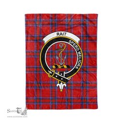 Plaid Blanket Rait Clan Crest Badge Tartan Blanket Scottish Plaid Throw Blanket Tartan Plaid Fleece Blanket
