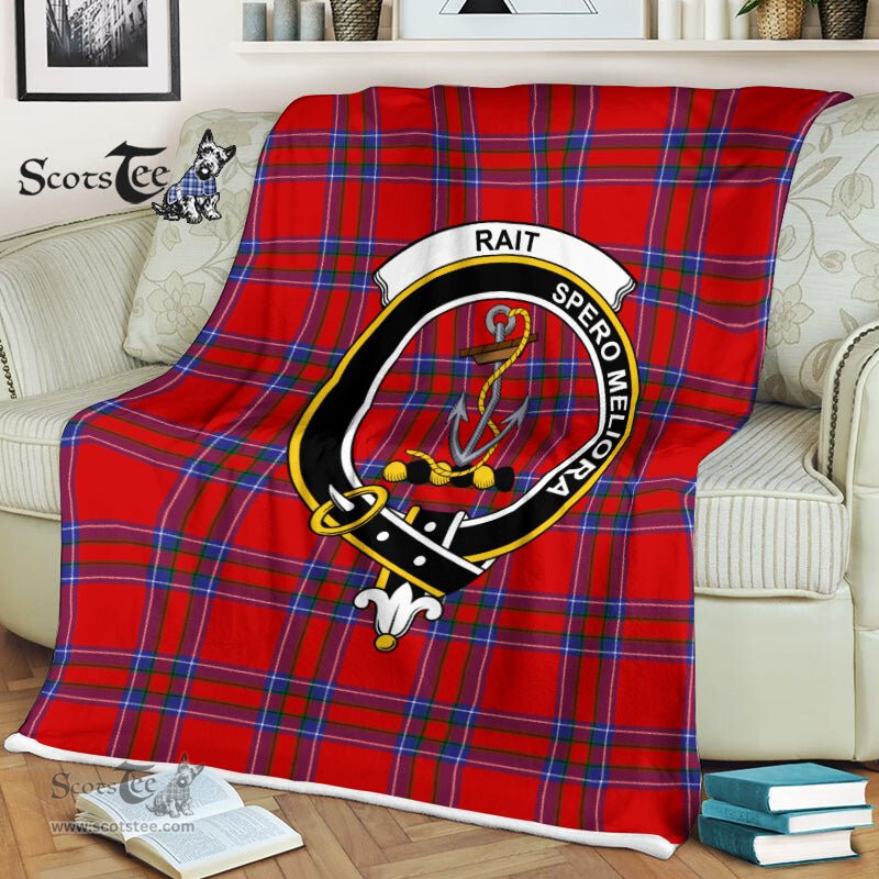 Plaid Blanket Rait Clan Crest Badge Tartan Blanket Scottish Plaid Throw Blanket Tartan Plaid Fleece Blanket