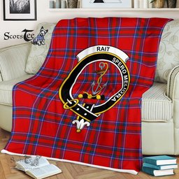 Plaid Blanket Rait Clan Crest Badge Tartan Blanket Scottish Plaid Throw Blanket Tartan Plaid Fleece Blanket